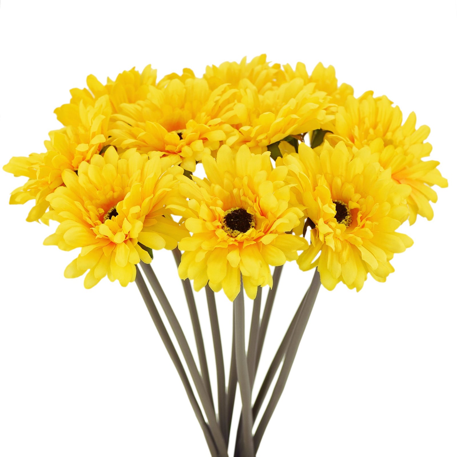 Yellow silk gerbera flower stems from the HJ0953 color option shown in a product view.